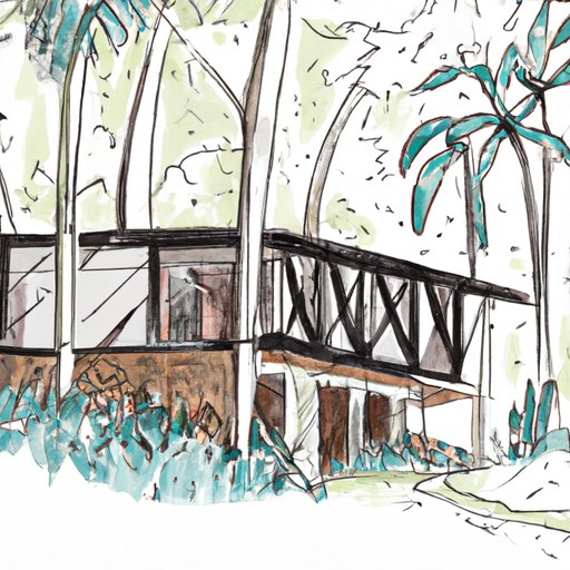 A beautiful house in tropical modernism style inside of a forest and full of trees and plants (2)